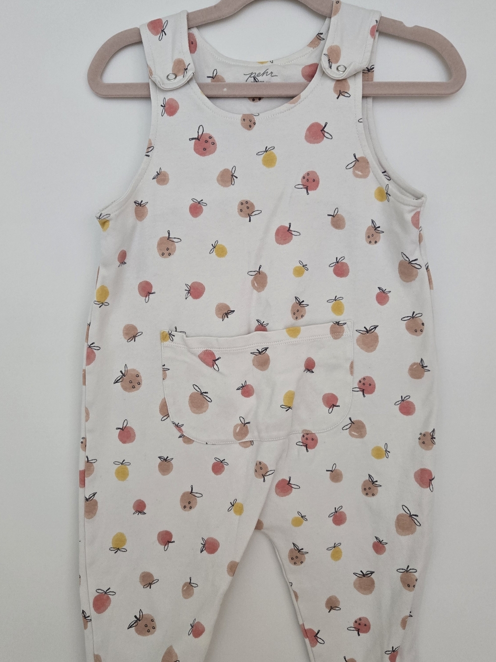 White Baby Romper with Peach Print